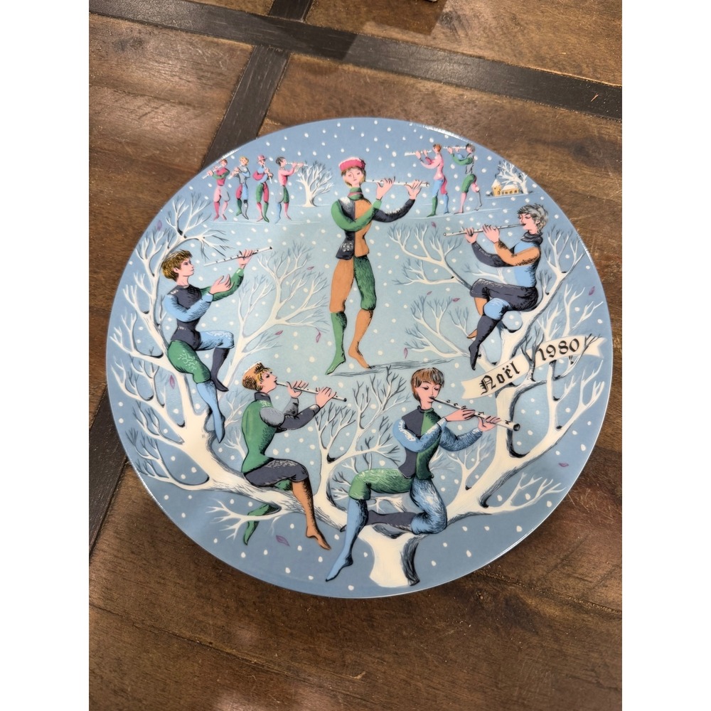 Haviland Limoges Eleven Pipers Piping 1980 Noel Christmas Plate Remy Hetreau Box